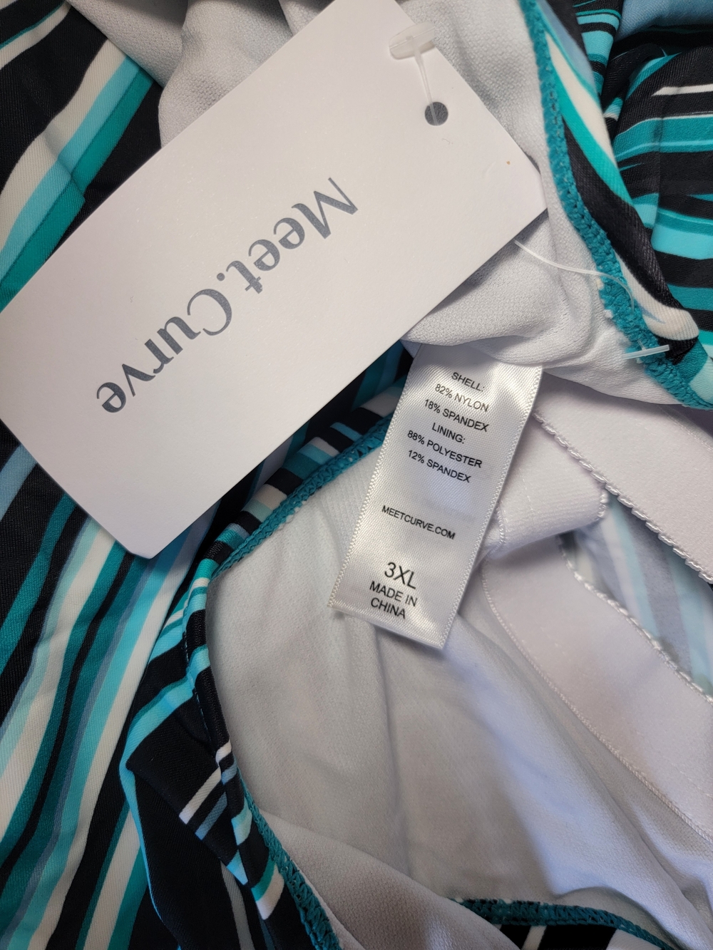 V-neck Prism Sarong Front Stylish One Piece Swimsuit Aqua & Black Sixe 3X - Picture 8 of 10